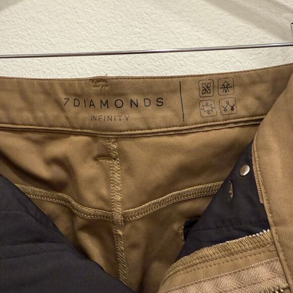 7 Diamonds Men’s Sz 34 Infinity 7-Pocket Pants Tan Slim Fit Stretch Performance - Picture 8 of 8